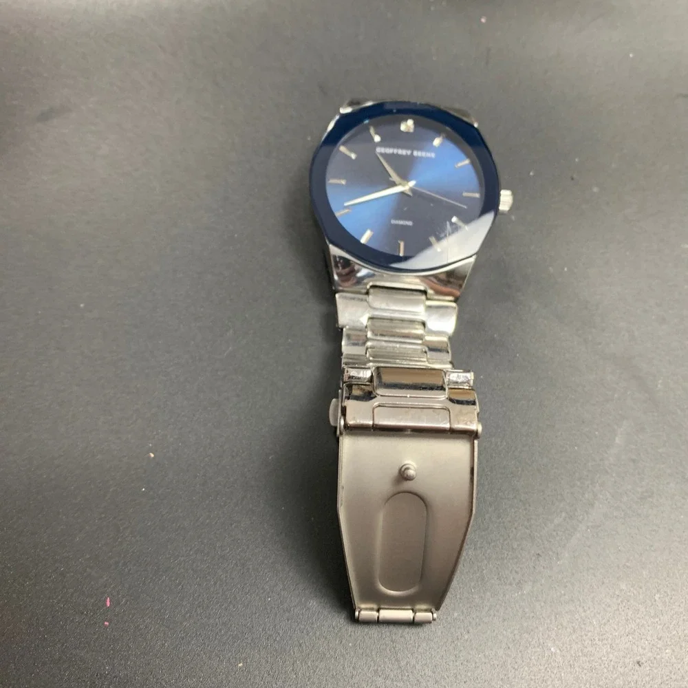 Geoffrey Beene Mens Diamond‎ Dial Blue Face Stainless Steel Watch GBA0005SL